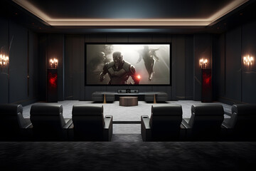home cinema with sleek built-in wall speakers