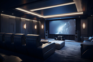 home cinema with sleek built-in wall speakers