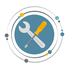 Wrench and flathead screwdriver tools graphic icon symbol