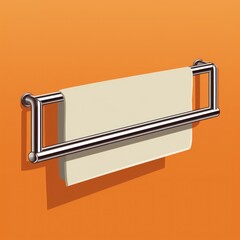 Flat image of a towel rail on an orange background. Simple vector image of a towel rail. Digital illustration