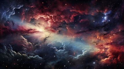 Naklejka premium Galactic formations in a stunning cosmic panorama of galaxies