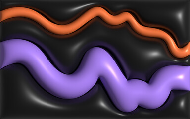 Fluid 3d line shapes background. Abstract inflated liquid backdrop design. Modern 3d render graphic element for poster, presentation, catalog, cover, magazine, or landing page.