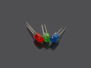 Red green blue leds. 3 colors of RGB system.