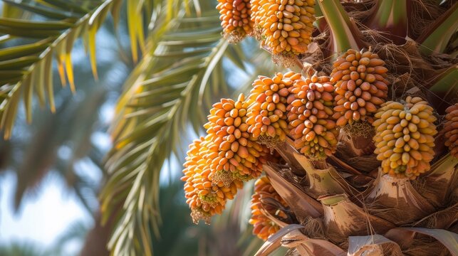 Lush date palm trees flourishing in modern desert agriculture