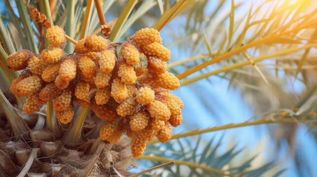 Lush date palm trees flourishing in modern desert agriculture