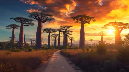 Fototapete Rund Group of baobab trees, Madagascar © Chingiz