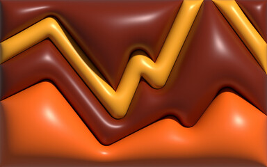 Orange and brown inflated 3d geometric background. Abstract 3d render backdrop.  Contemporary background template copy space for poster, presentation, banner, cover, leaflet, or catalog.