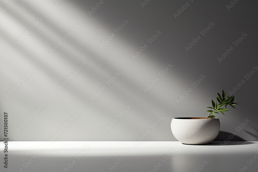 Poster empty wall with text space elegant and minimalist setting, soft white blank wall