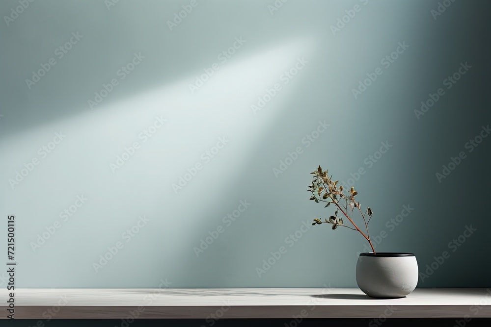 Poster empty wall with text space elegant and minimalist setting, soft white blank wall