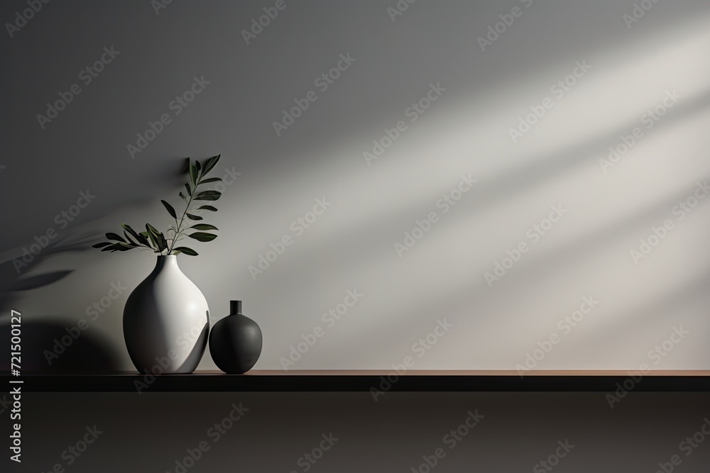 Poster empty wall with text space elegant and minimalist setting, soft white blank wall
