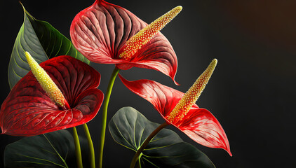 Czerwone kwiaty anturium
