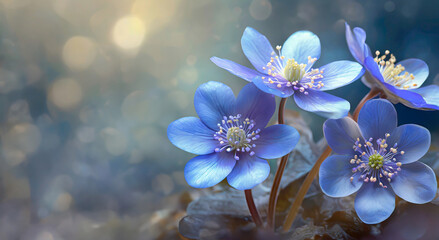 Przylaszczki - Hepatica, piękne niebieskie wiosenne kwiaty