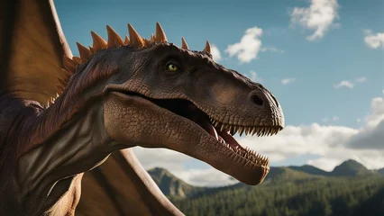 Tuinposter  The close up of the dinosaur was an amazing creature that lived in the wizarding world,   © Jared