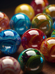 Fototapeta na wymiar Several colorful glass marbles