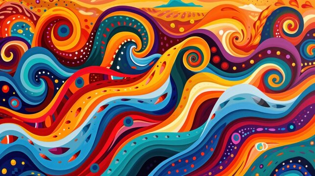 Waves in hispanic colors and latin patterns