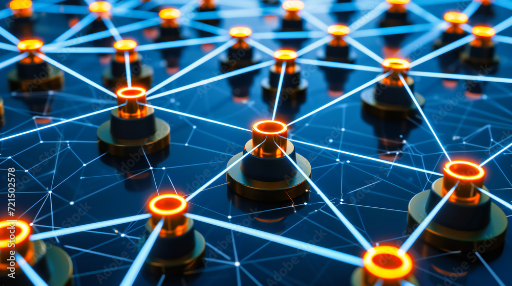 Wall mural networking and connectivity in digital technology, represented by abstract futuristic patterns and b