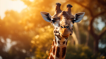 Close up portrait of a giraffe in her natural habitat