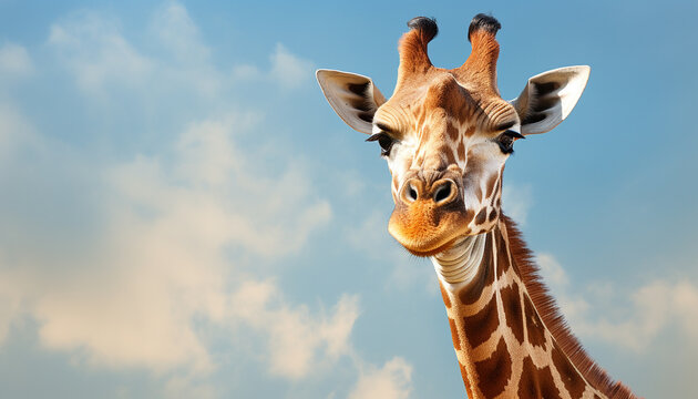 Close up portrait of a giraffe in her natural habitat