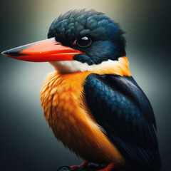 Black-headed kingfisher, black-capped kingfisher, kingfisher, Martin pescador de cabeza negra, Черноголовый зимородок, high quality portrait, isolated background.
