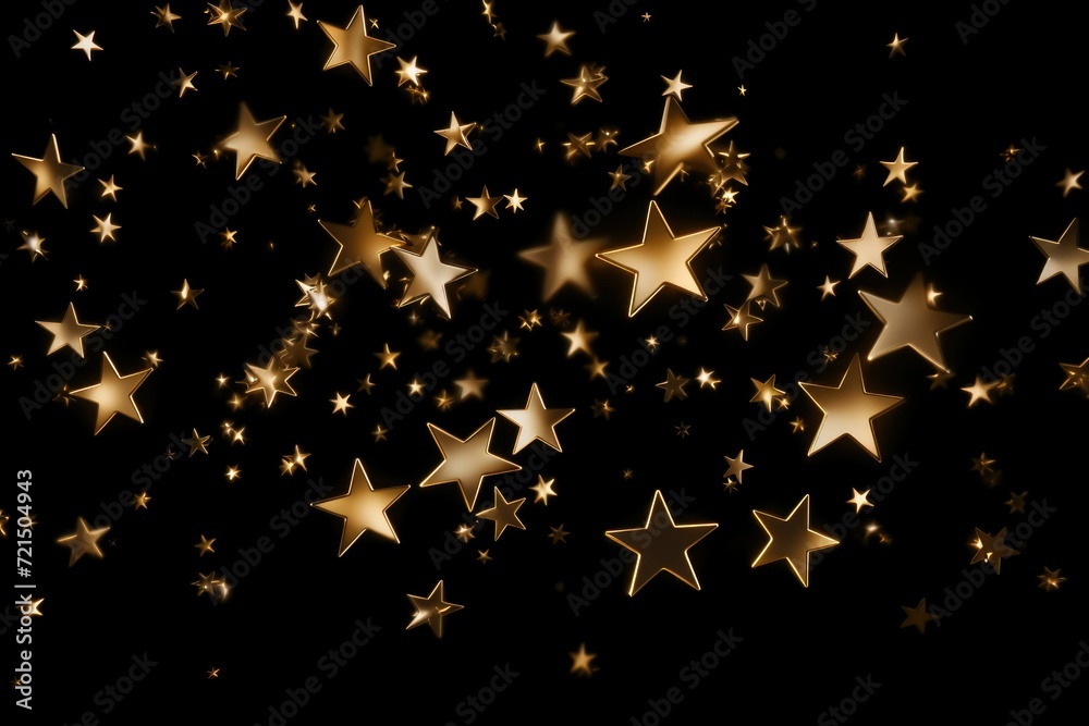 Wall mural a bunch of gold stars on a black background. suitable for various occasions and designs - Wall murals