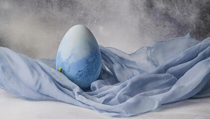 Duże  niebieskie jajo wielkanocne, abstrakcja - obrazy, fototapety, plakaty