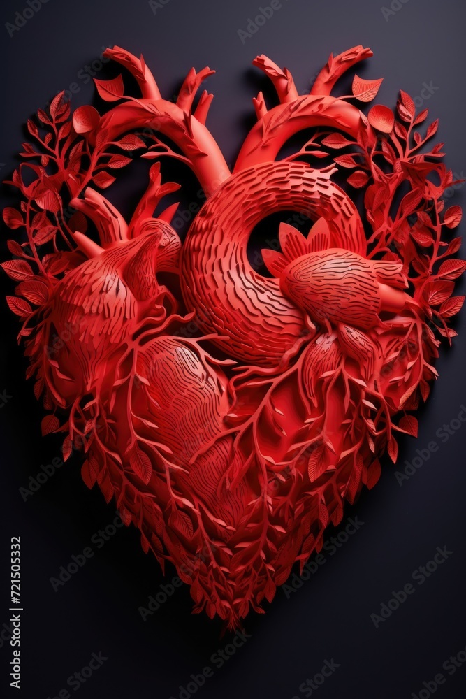 Aufkleber a red heart-shaped object with a small bird inside. can be used to represent love, affection, or val