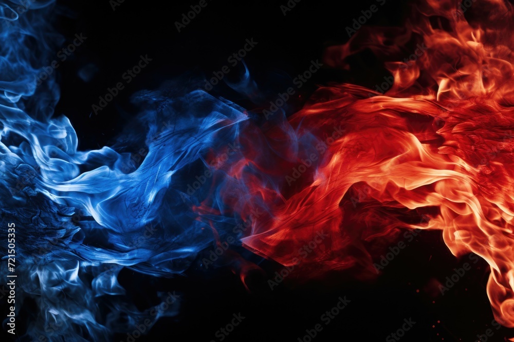 Aufkleber Two different colored smokes captured in a close-up shot. Perfect for adding a vibrant and dynamic touch to your designs