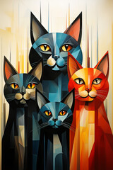Abstract feline family