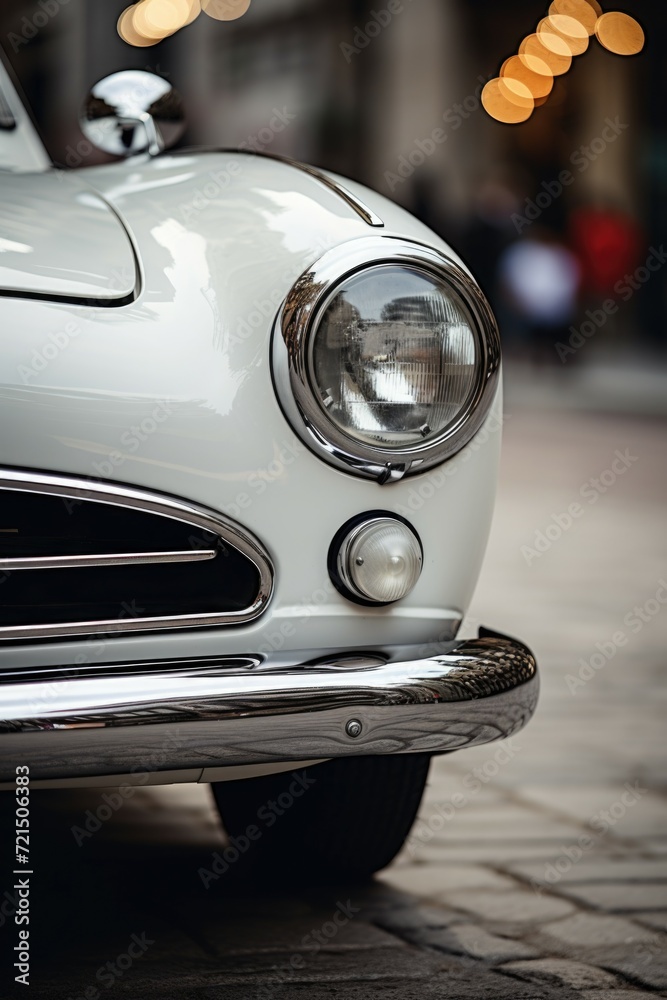 Aufkleber a close-up view of the front of a white car. this image can be used for automotive-related designs o