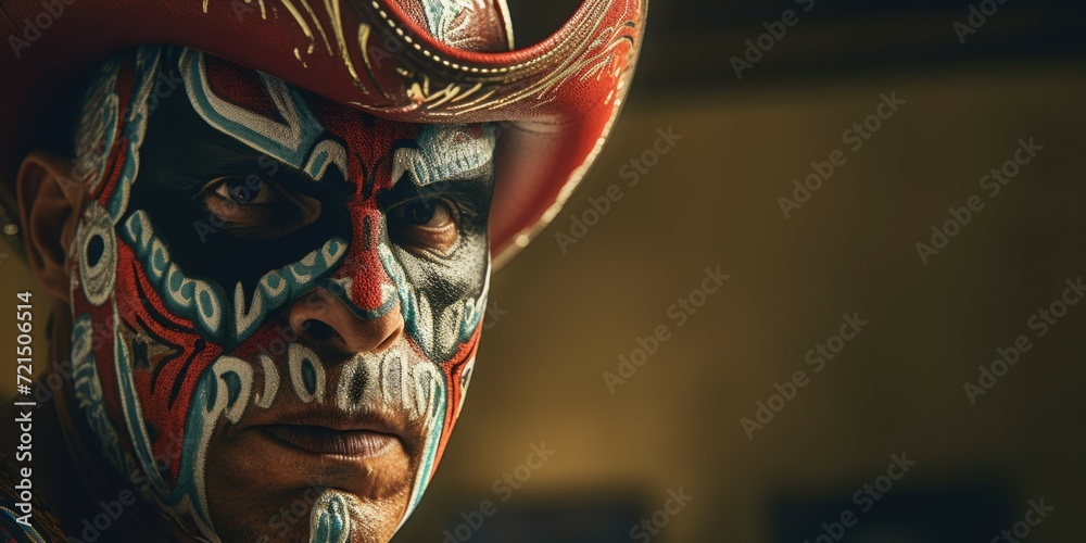 Aufkleber a close up view of a person with a painted face. this image can be used for various purposes