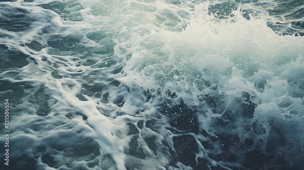 Poster a close-up view of a powerful wave in the ocean. perfect for illustrating the beauty and strength of