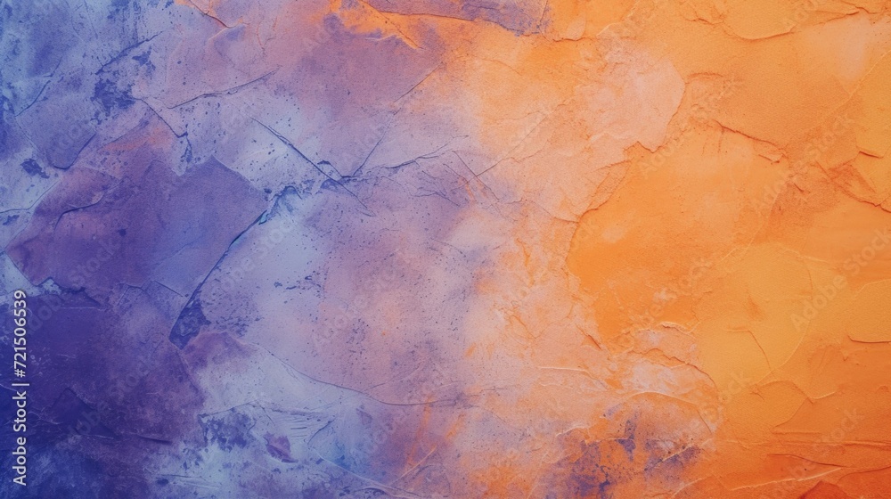 Poster a detailed view of an orange and blue painting. perfect for adding a pop of color to any space