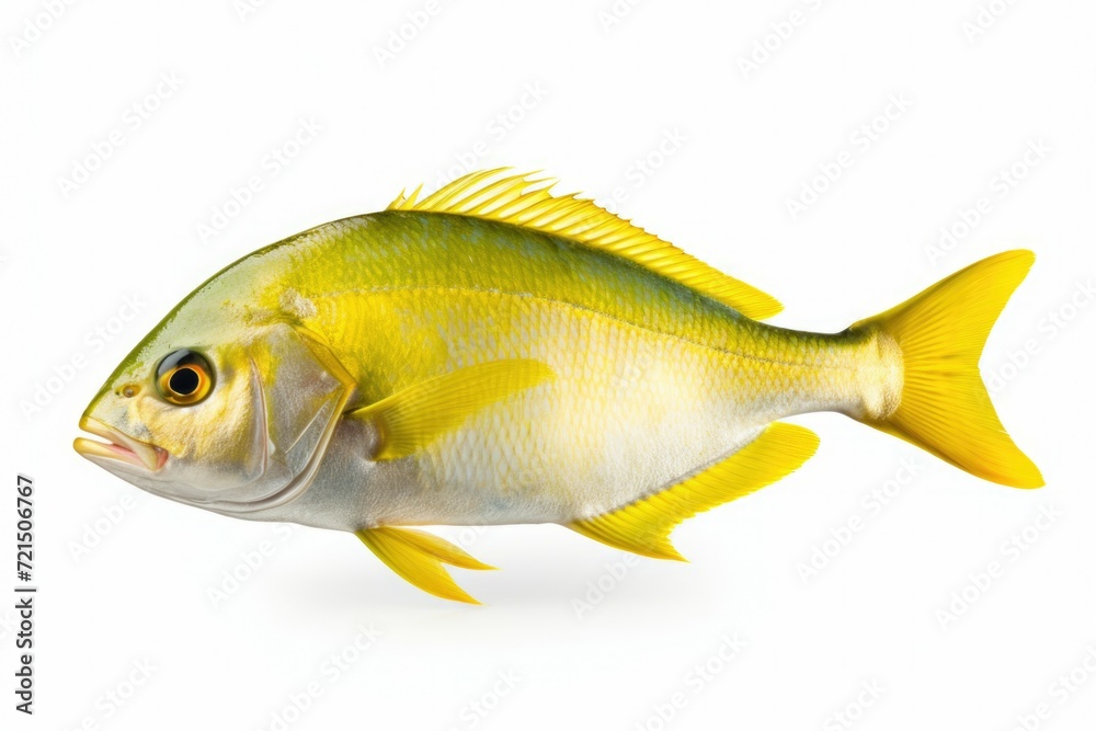 Poster A detailed close-up of a fish on a plain white background. This versatile image can be used in various projects