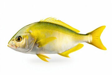 A detailed close-up of a fish on a plain white background. This versatile image can be used in various projects