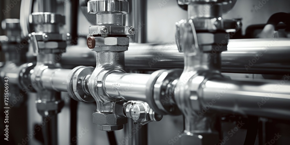 Poster A network of pipes that are interconnected, forming a complex system. Suitable for industrial, engineering, or infrastructure-related projects