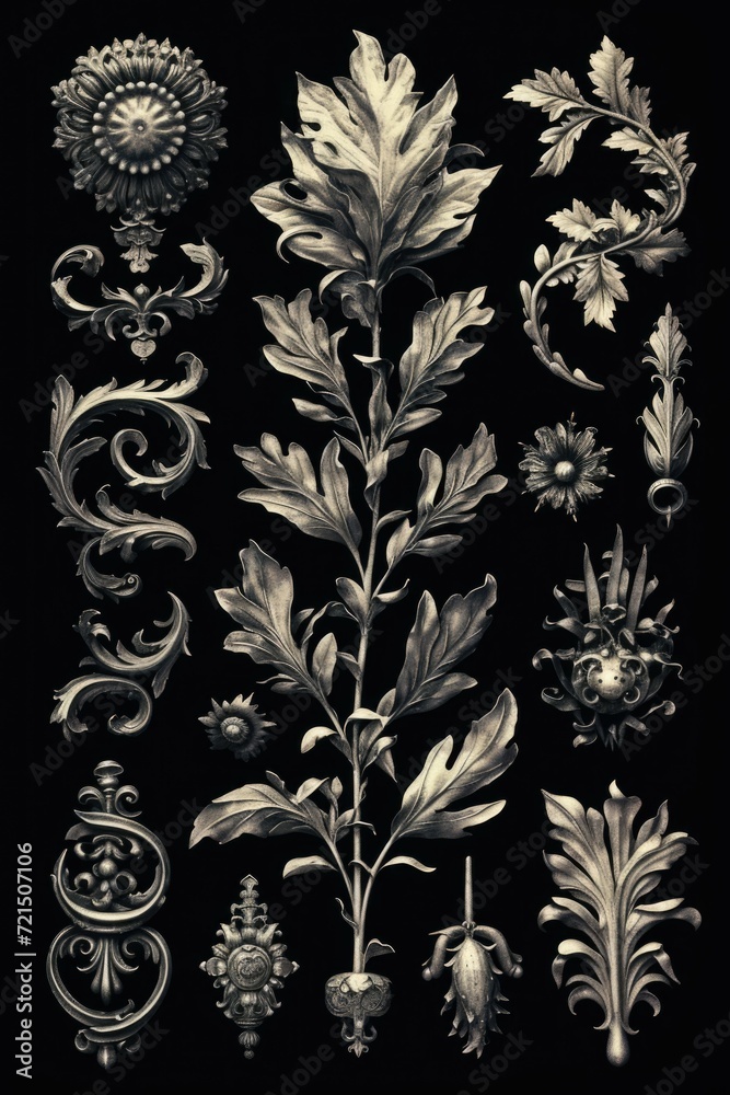 Aufkleber a collection of decorative designs set against a black background. perfect for adding a touch of ele