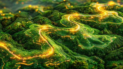 Obraz premium Abstract light design on a dark background, illustrating digital motion and futuristic energy patterns in a technological context