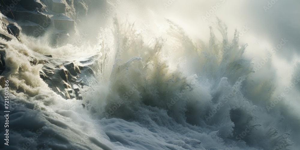 Poster a person on a surfboard riding a wave. perfect for surfing enthusiasts and beach-related projects