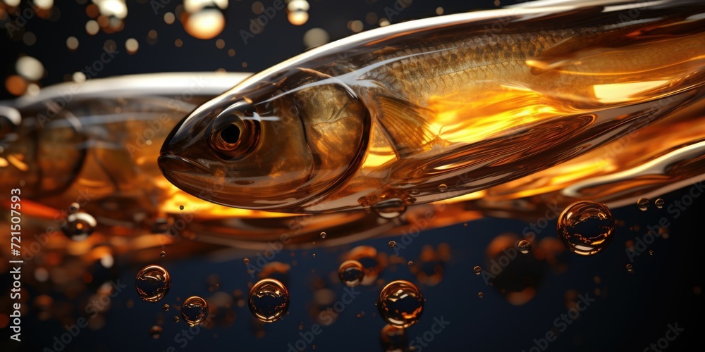 Poster A close-up view of a fish swimming in a body of water. This image can be used to depict aquatic life or as a visual representation of marine ecosystems
