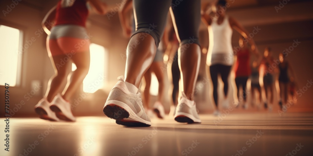 Poster a group of people walking together in a straight line. suitable for various applications