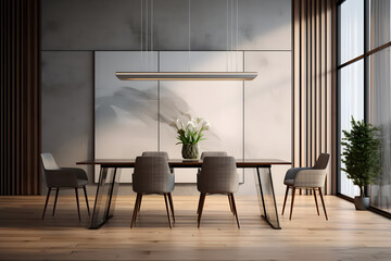 modern dining room with sleek minimalist furniture