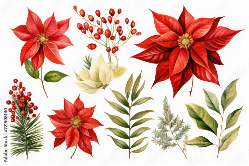 Poster A collection of various types of flowers displayed on a white background. Suitable for a variety of uses
