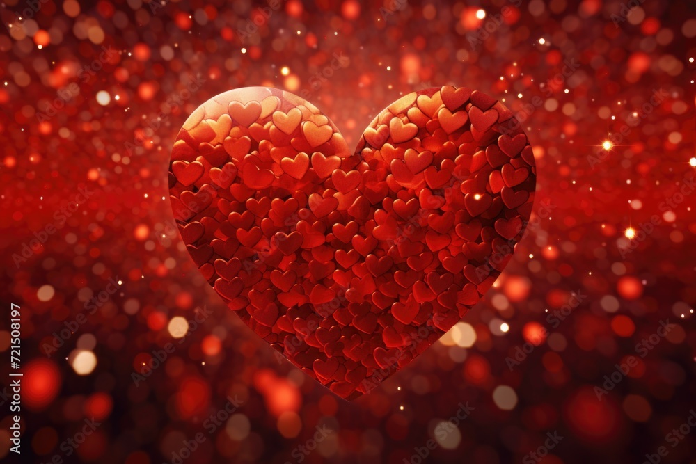 Poster a red heart adorned with many small hearts. perfect for expressing love and affection. can be used i