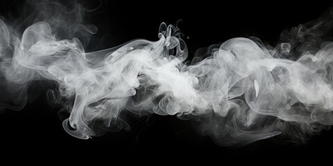 Fototapeta premium Close up shot of smoke on a black background. Perfect for creating a mysterious or dramatic atmosphere. Ideal for use in design projects, presentations, and advertisements