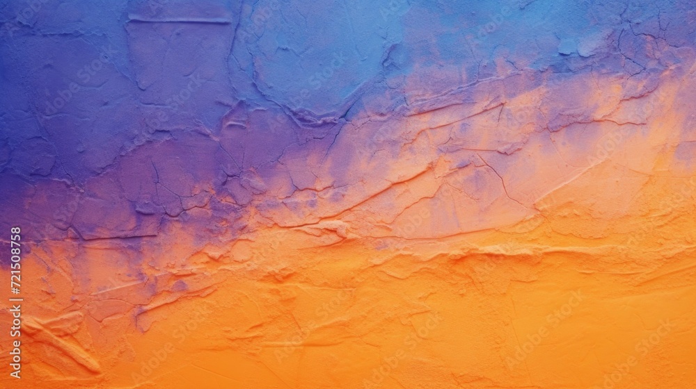 Poster a detailed close-up view of a painting featuring vibrant shades of orange and blue. perfect for addi