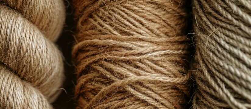 Closeup of Skeins of Ske, Jute, and Twine - A Stunning Closeup Shot Showcasing the Intricate Patterns and Textures of Ske, Jute, and Twine Closeup