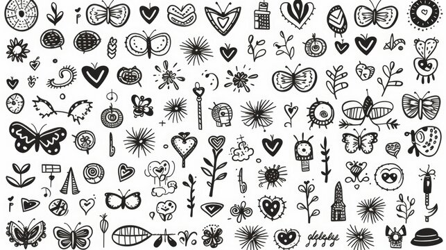 A collection of doodle drawings on a white background. Perfect for adding a playful touch to any project or design