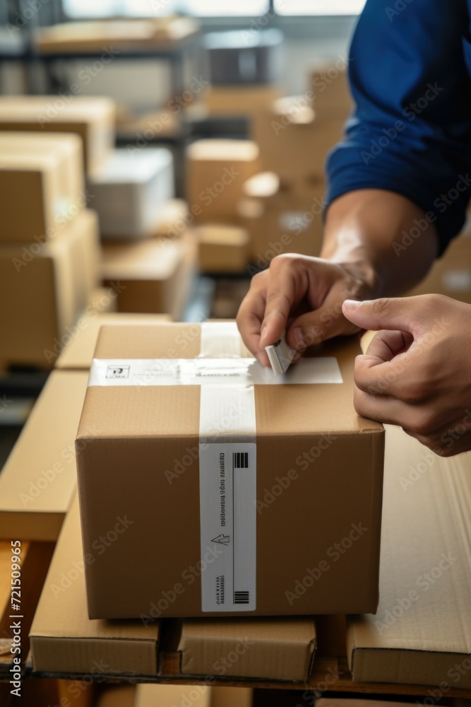Poster a person is seen putting a piece of paper into a box. this image can be used to illustrate concepts 
