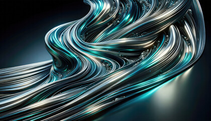 Teal and Blue Fluidity - A Symphony of Metallic Motion