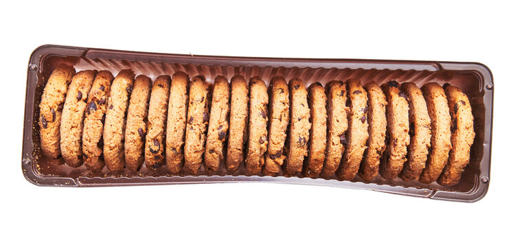  Delicious box of chocolate cookies over isolated white background